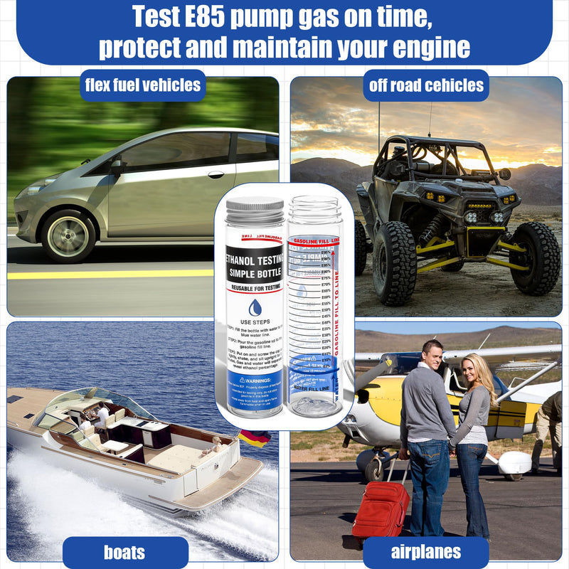 Windspeed 2 Pack e85 Ethanol Tester Bottle, E85 Fuel Gasoline Octane Level Tester with Wide Mouth and Bold Markings Design, Clear Results in Minutes