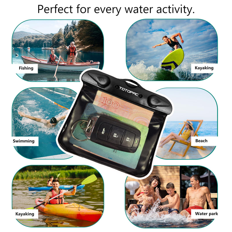 3Pack Waterproof Car Key FOB Case Floating Wallet Pouch for Remote Keys ID Credit Card Cash Money Submersible Dry Bag Holder (3, Black + Orange + Transparent) 3
