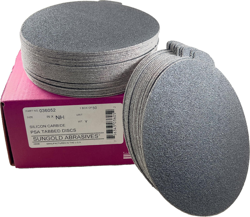 Sungold Abrasives 020082 5" 120 Grit Psa Sanding Discs Silicon Carbide Cloth For Stone, Glass And Marble, Pack-50