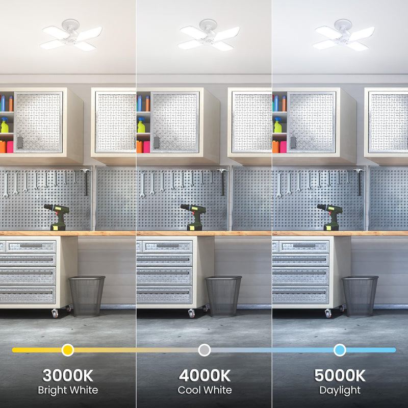 Feit Electric LED Garage Light, Multiple Adjustable Panels, E26 Base, Ideal for Garage, Workshop, Shed, 25,000-Hour Lifetime 3CCT 8000 Lumens