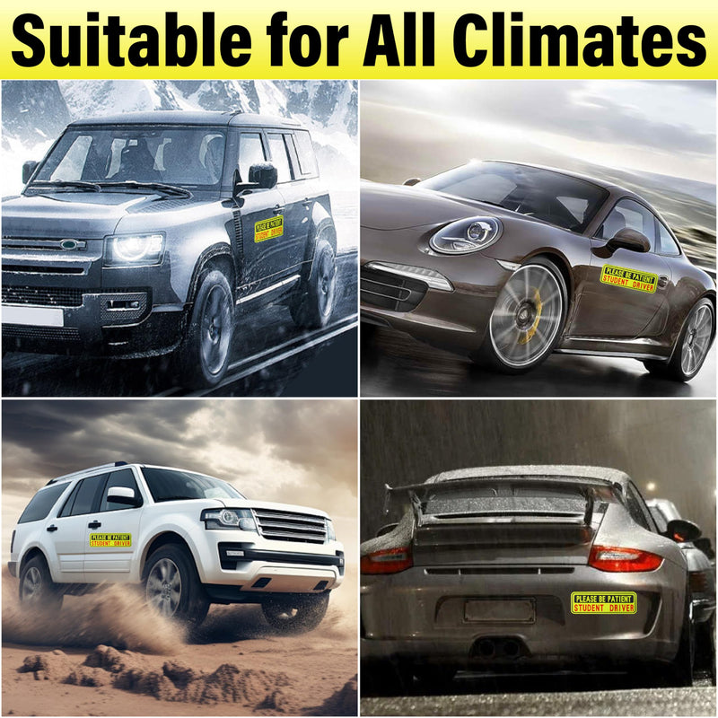 4 PCS Student Driver Magnet for Car, Please Be Patient Funny Magnetic Student Driver, New Driver Safety Warning Bumper Sticker Signs, Reusable Movable Rookie Driver Reflective Magnets Stickers 04