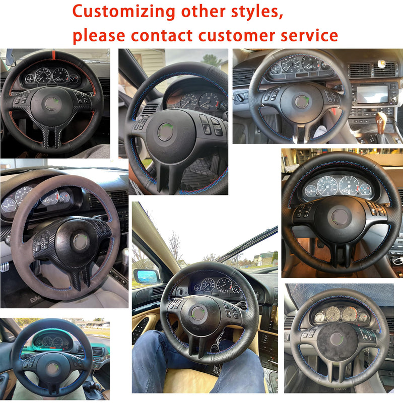  [AUSTRALIA] - Hand Sewn Black Perforated Leather Interior Protection Accessory for Car Steering Wheel Cover, for BMW 3 Series E46 E46/5 2000-2005 / X5 E53 2000-2001