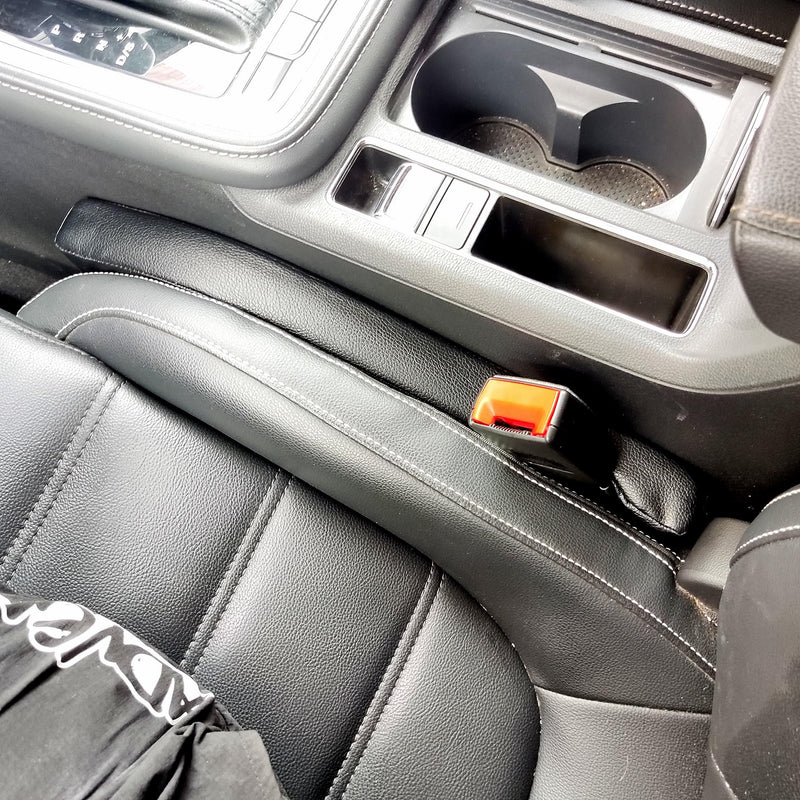  [AUSTRALIA] - Leather Car Seat Gap Filler, 2 Pack Universal Gap Stopper/Catcher to Fill The Gap Between Seat and Console Black Car Crevice Blocker Space Pad