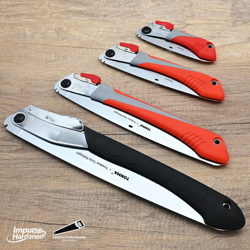 TONMA Professional Folding Saw [Made in Korea] 12" (300mm) Large Teeth Portable Pruning Hand Saw for Wood Cutting, Outdoor Camping, Gardening, Japanese Craft Plating Impulse Hardened Stainless Blade 12 inches (300mm)