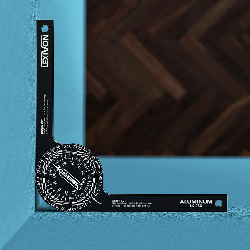 LEXIVON [2-pack] Aluminum Miter Saw Protractor | 7-Inch Rust Proof Angle Finder Featuring Precision Laser Engraved Scales (LX-230X2) 7 Inch, 2 Pack