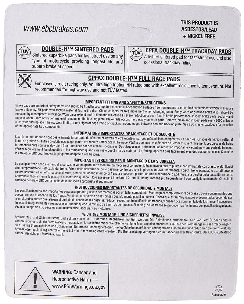 EBC Brakes FA174HH Disc Brake Pad Set, Black