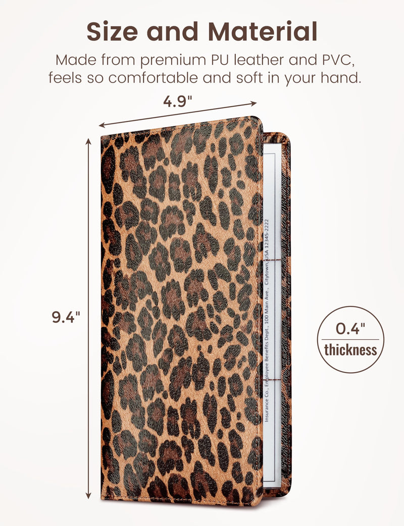 Yarnic Leopard Car Registration and Insurance Holder, Car Document Holder with Magnetic Closure, Car Organizer Vehicle Glove Box Compartment Organizer, Car wallet Case for Teens Men Women darkleopard Big Size