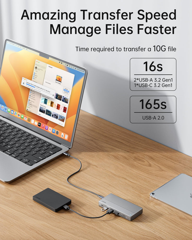 Laptop Docking Station Dual Monitor｜USB C Dock for Triple Display｜11-in-1 Computer Dock w/ 3 Monitors Support, 100W PD, Dual HDMI+DP, SD/TF, Ethernet & 4 USB Ports Audio/Mic for Windows Laptop 11 Ports 2 HDMI + 1 DisplayPort+4 USB