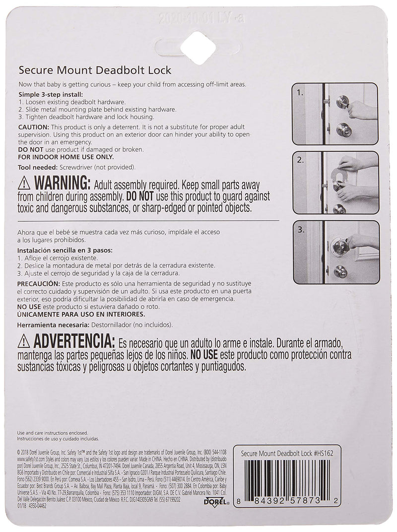 Safety 1st Secure Mount Deadbolt Lock & Parent Grip Door Knob Covers, White, One Size,4 Count (Pack of 1) (HS3260600)