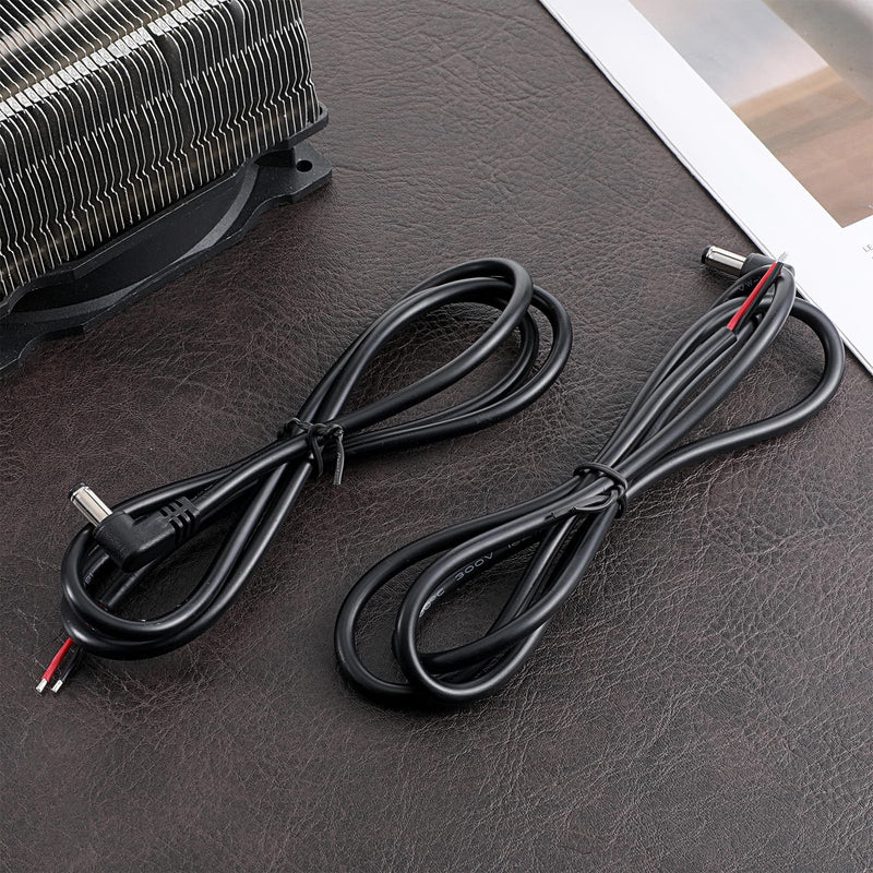 2 Pcs 90 Degree DC Power Pigtails Cable, Right Angle 5.5 X 2.5mm DC Plug to Bare Wire Open End Power Supply Replacement Repair Cord, for Monitors, Camera, 3.28ft