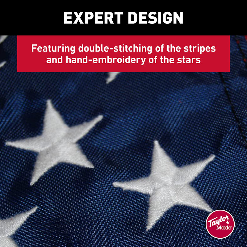 TAYLOR MADE PRODUCTS Sewn American Flag for Boats, 20" x 30", Marine-Grade Nylon, Fade Resistant, Brass Grommets, Embroidered Stars and Stripes, Flag only - 2020109196