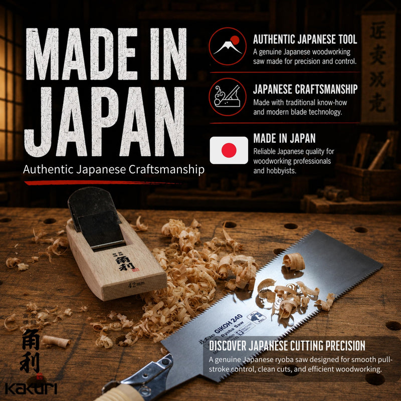 KAKURI Japanese Pull Saw 9.5" for Woodworking - Ryoba Double Edge Hand Saw with Blade Cover, Cane-Wrapped Handle, Tool-Free Blade Replacement - Made in Japan Japanese Pull Saw 9-1/2"