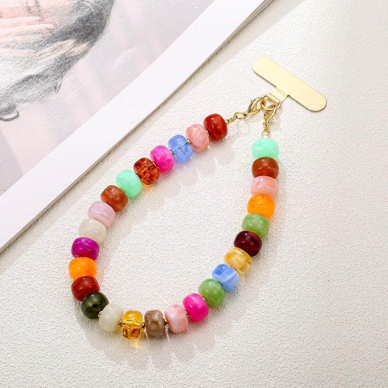 Colorful Chunky Beaded Phone Charm Wrist Strap for Women colorful