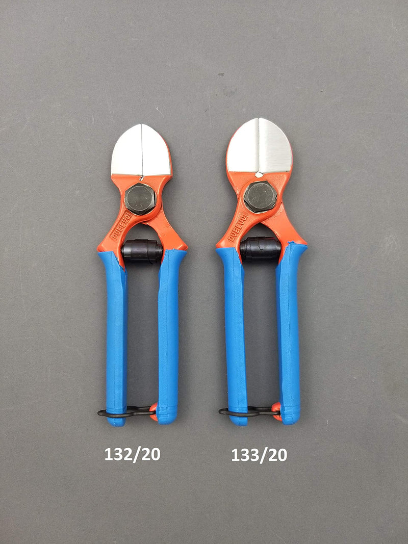 Due Buoi made in Italy Professional (NO HOBBYIST) Forged Double Cut Blades Shears #132/20 Flat Back Double Blade for Grafting and Pruning for scions