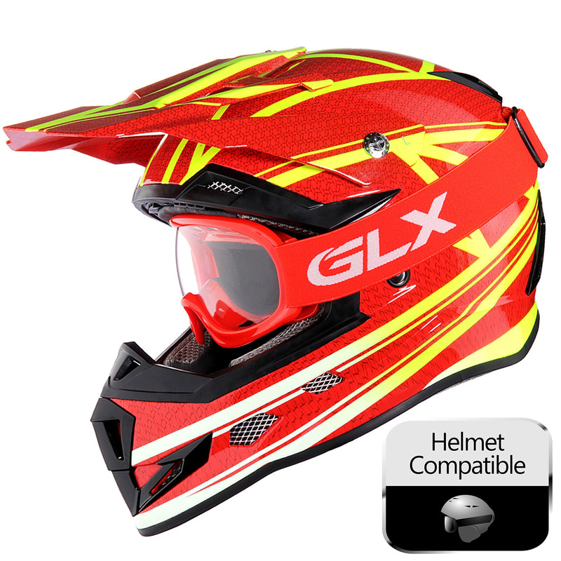 GLX YH15 Anti-Fog Impact-Resistant Kids Youth ATV Off-Road Dirt Bike Motocross Goggles for Boys & Girls (Red, one_Size) Red