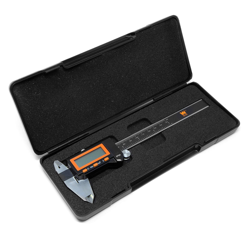 WEN 10764 Electronic 6.1" Stainless Steel Water-Resistant Digital Caliper with LCD Readout & Storage Case, IP54 Rated
