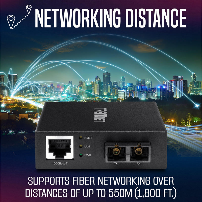 TRENDnet 1000Base-T to 1000Base-SX Multi-Mode SC Fiber Converter, up to 550M (1800 ft.), 2 Gbps Switching Capacity, TFC-GMSC 550 M Gigabit
