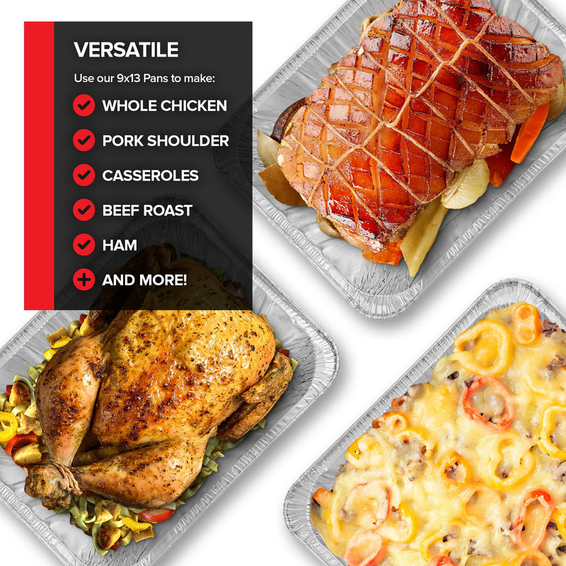 Stock Your Home (20 Pack) Deep Aluminum Pans 9x13, Heavy Duty 4” Deep Foil Pans Disposable Catering Trays, Baking Tins, Large Food Containers for Cooking, Heating, Storage, Serving, Holiday Meal Prep 20