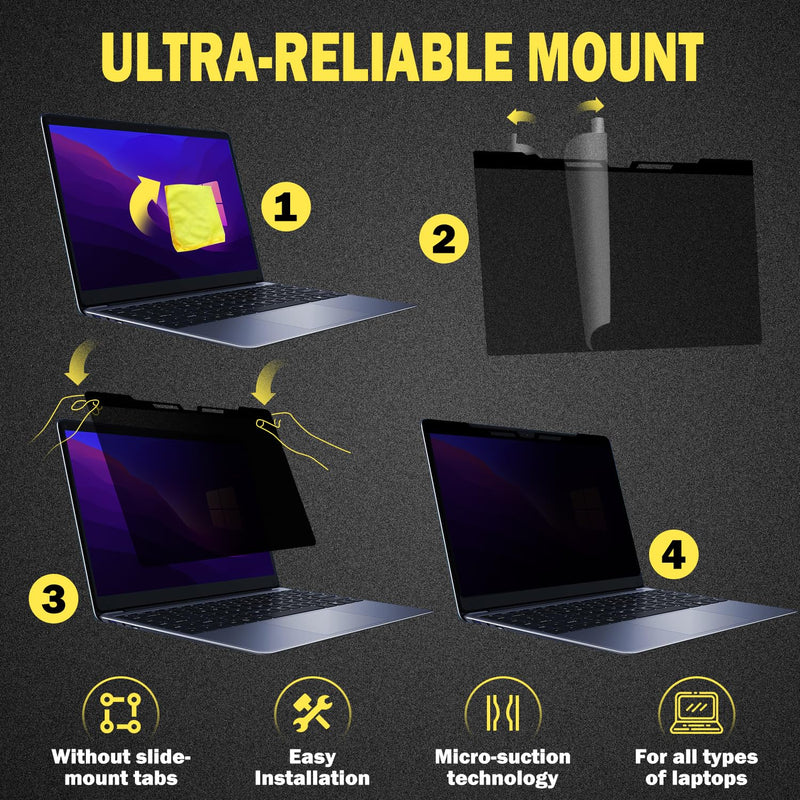 Laptop Privacy Screen 14 Inch Anti Blue Light Screen Protector, Laptop Screen Privacy Shield - 16:9 Aspect Ratio Hanging Style 14.0''W Widescreen (16:9)