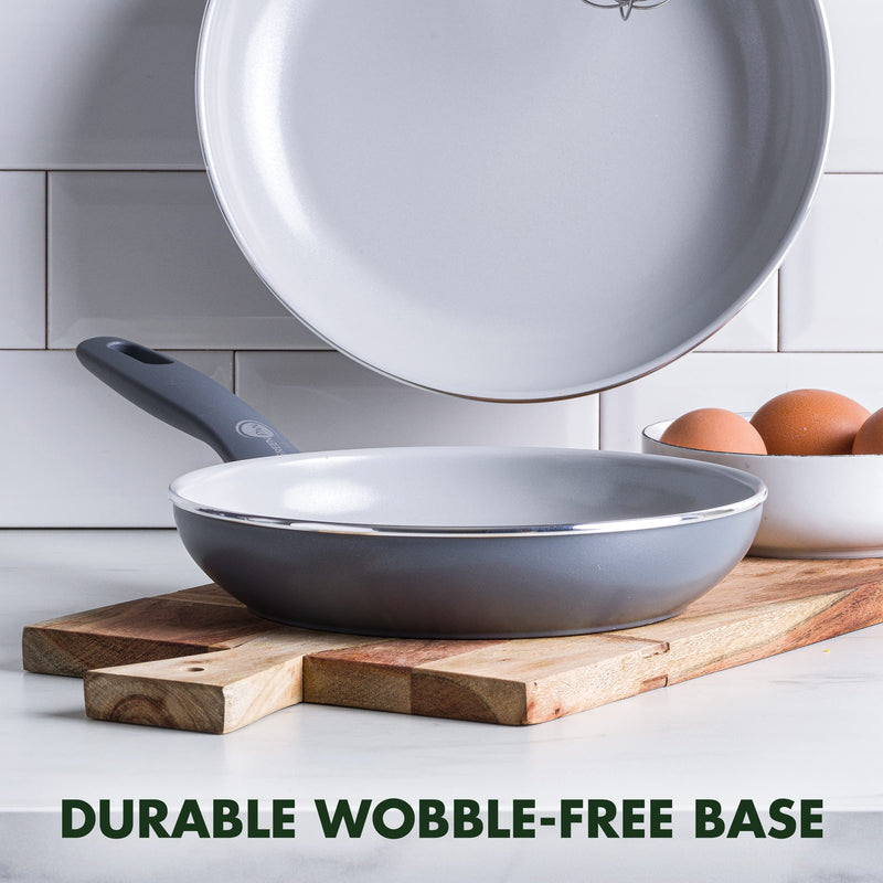 GreenPan Dover Healthy Ceramic Nonstick, 8" Frying Pan Skillet, PFAS-Free, Dishwasher Safe, Comfort Grip Handle, Grey 8" Frying Pan Skillet without Spatula Gray