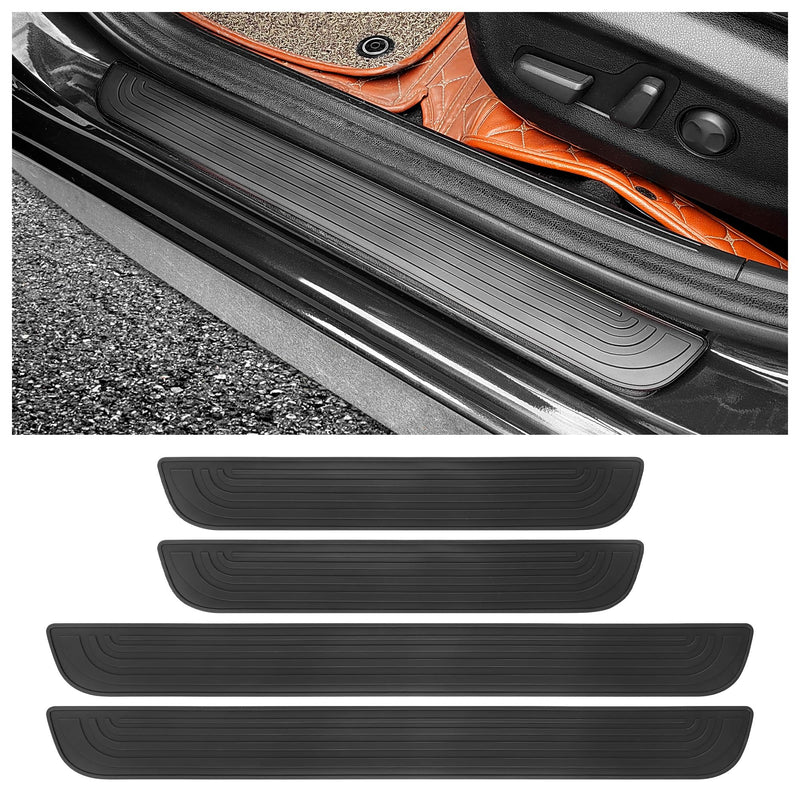 4PCS Car Door Sill Protector,Anti-Scratch Rubber Car Door Protector Edge Guards for Door Steps,Universal Waterproof Door Threshold Strips Exterior Accessories for Car Truck SUV (Black, Width 2.36") Width 2.36" Black