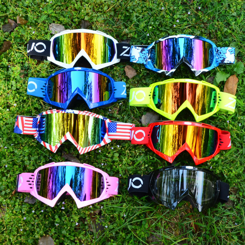 Dirt Bike Goggles ATV Goggles Motocross Off Road Goggles Motorcycle Riding Racing MX UTV Goggles Windproof Dustproof Scratch Resistant Anti UV Goggle for Adults Men Women and Youth Pink Frame+color Lens
