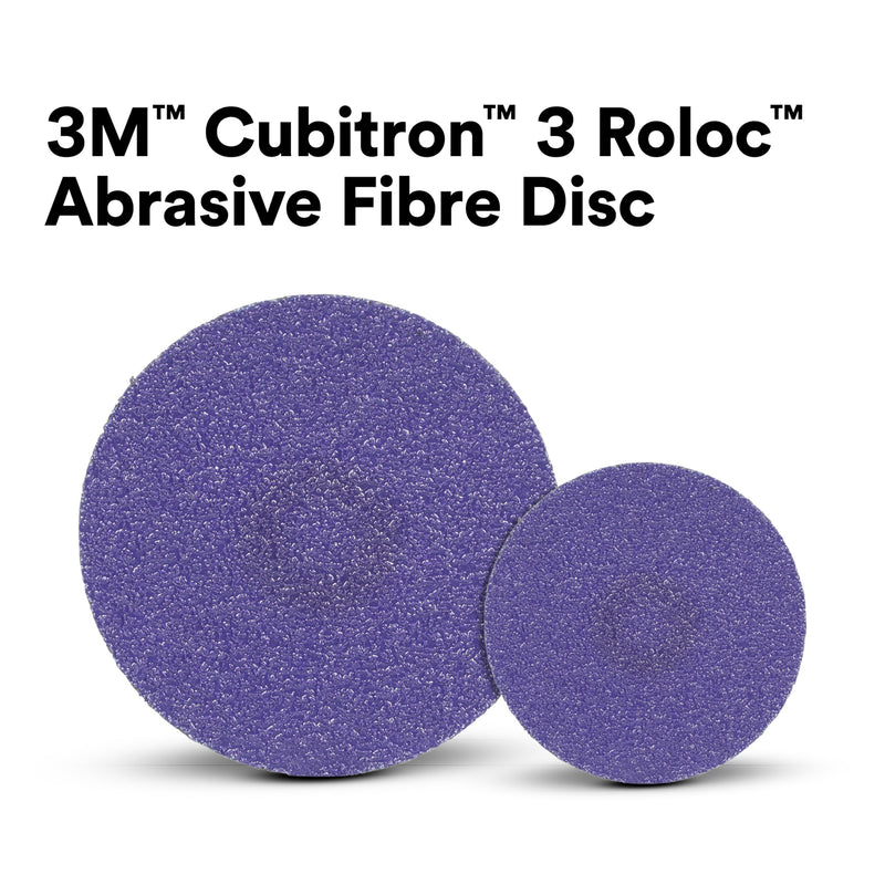 3M Cubitron 3 Roloc Fibre Disc, 33493, 36+, 3 in, Precision Shaped Ceramic Grain, Quick Change Abrasive Disc for Grinding, Weld Blending, Deburring, High Cut Rate and Long Life, Pack of 15