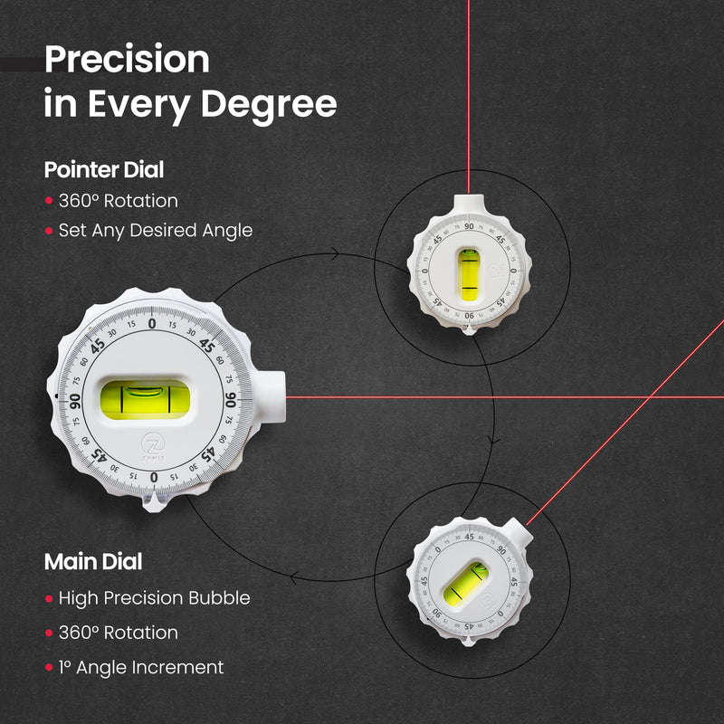 ZANIS Multi Surface Laser Level – 360° Dual Dials with Bubble Level – Wall-Mountable with Pins, Screws, or Sticky Pads – Precision Tool for Hanging Pictures, Shelves, and DIY Projects