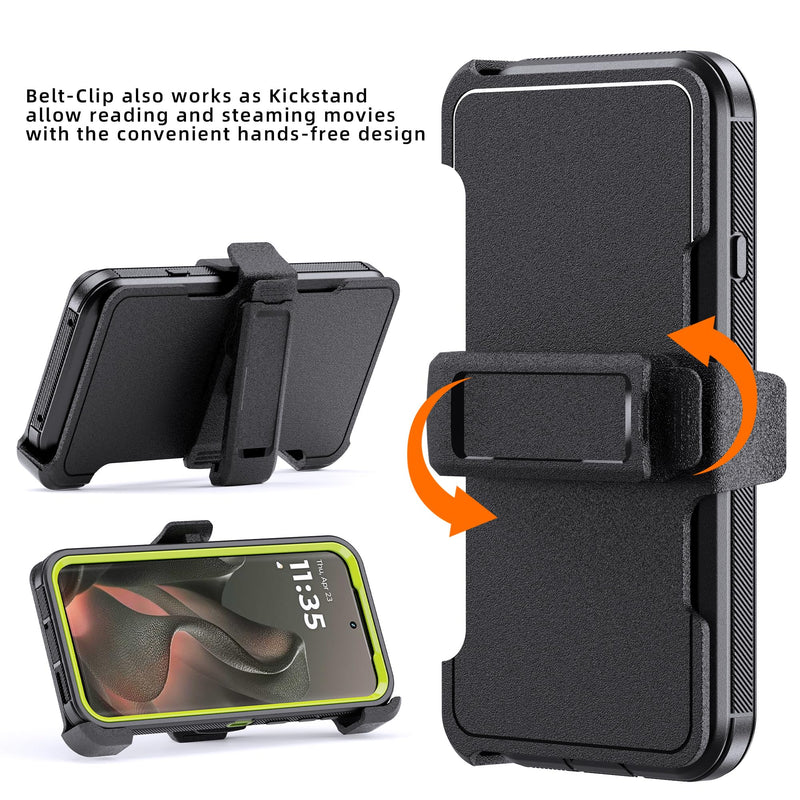 Compatible for Motorola Edge 2026 Case, Built in Screen Protector, Belt Clip Holster, Kickstand Heavy Duty Rugged Full Body Cover, Lime Camo
