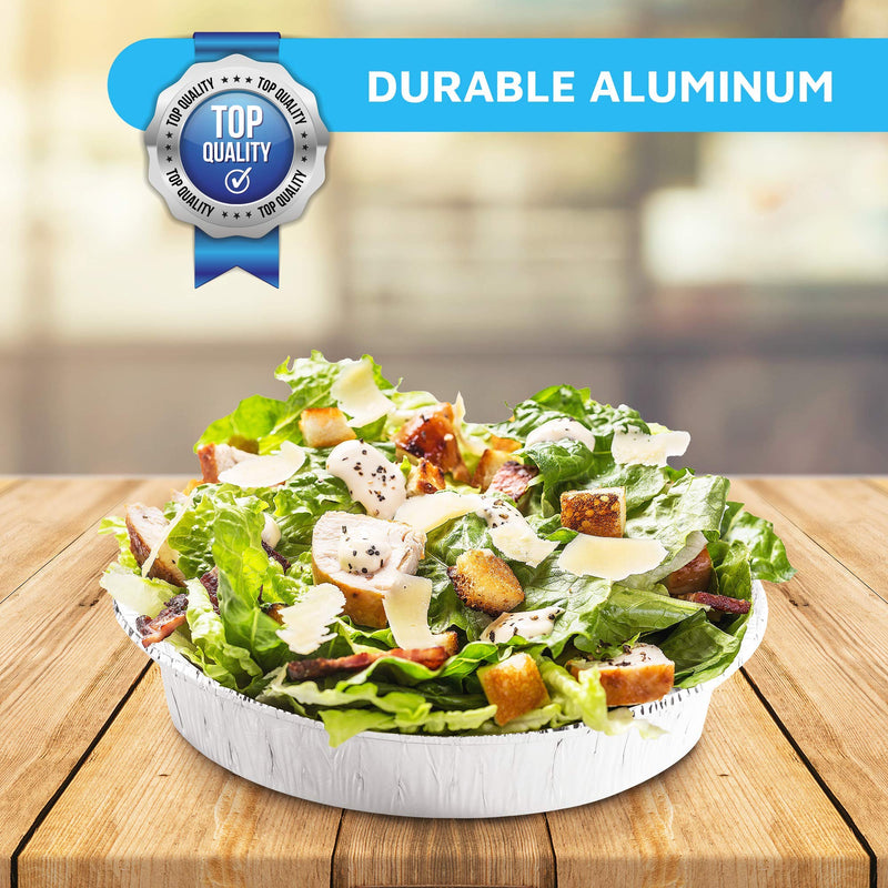MontoPack 9” Round Aluminum Foil Pans with Clear Lids | Disposable Containers with Straight Walls for Storing, Baking, Meal Prep & Reheating | Freezer & Oven Safe, Recyclable | 40 Pack of Tins 9” Round 40 Pack