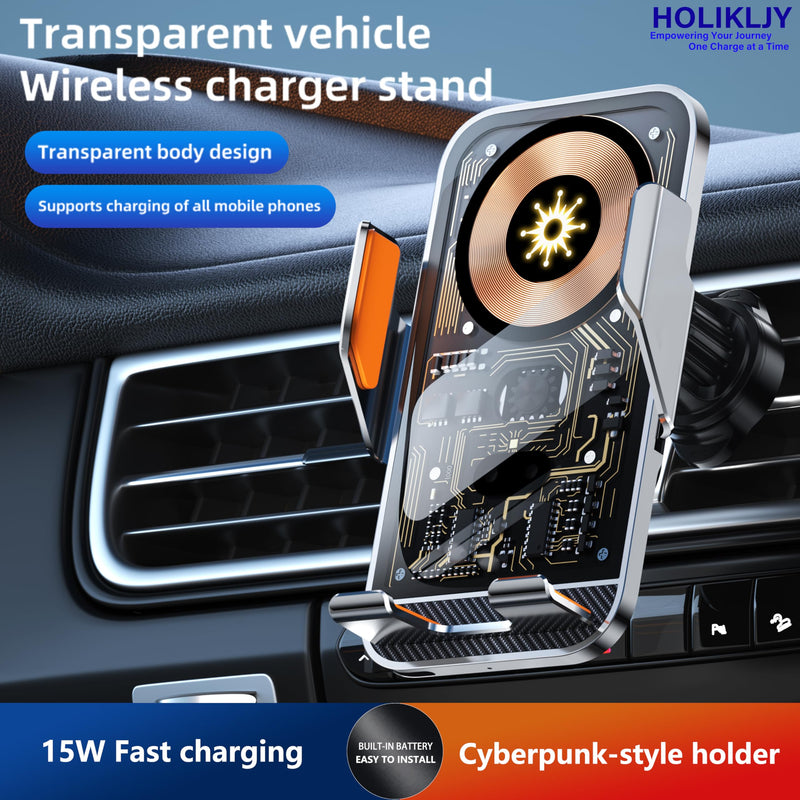Car Phone Holder Charger Wireless Cell Phone Car Mount - 15W Fast Charging Auto-Clamping Air Vent Car Phone Mount Charger for iPhone 16 Pro Max 16 15 14 13 12 Pro and Sumsung Galaxy Series Silver