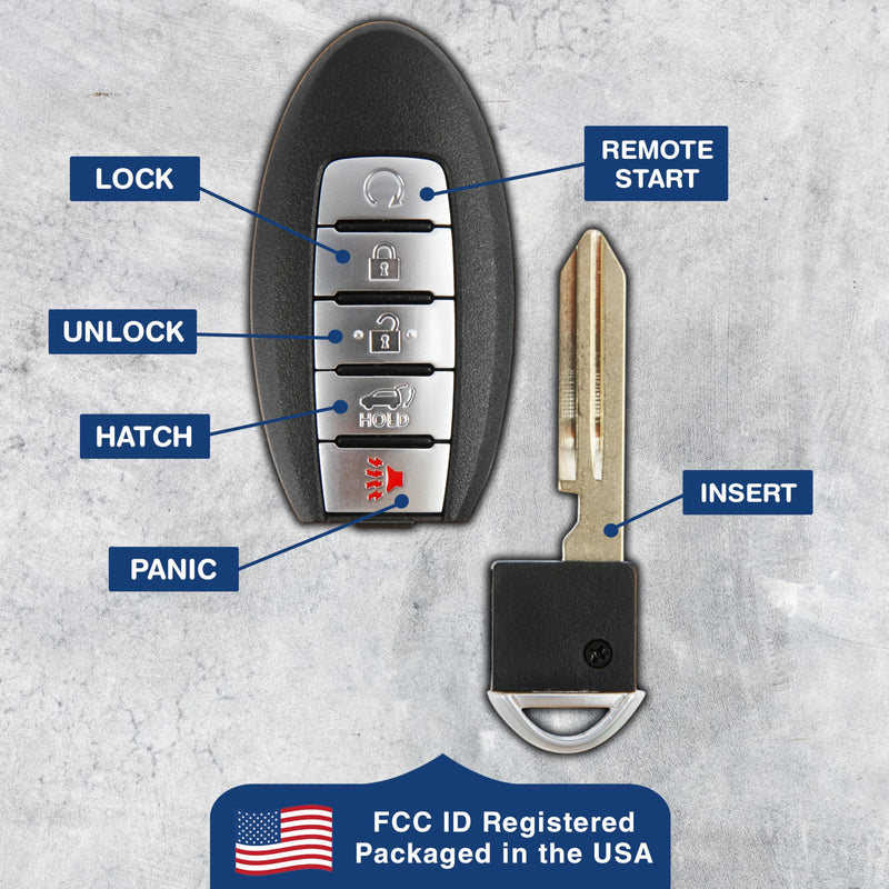  [AUSTRALIA] - KeylessOption Keyless Entry Remote Starter Smart Car Key Fob for Nissan Armada Infiniti QX80, QX56, CWTWB1G744 (Pack of 2)