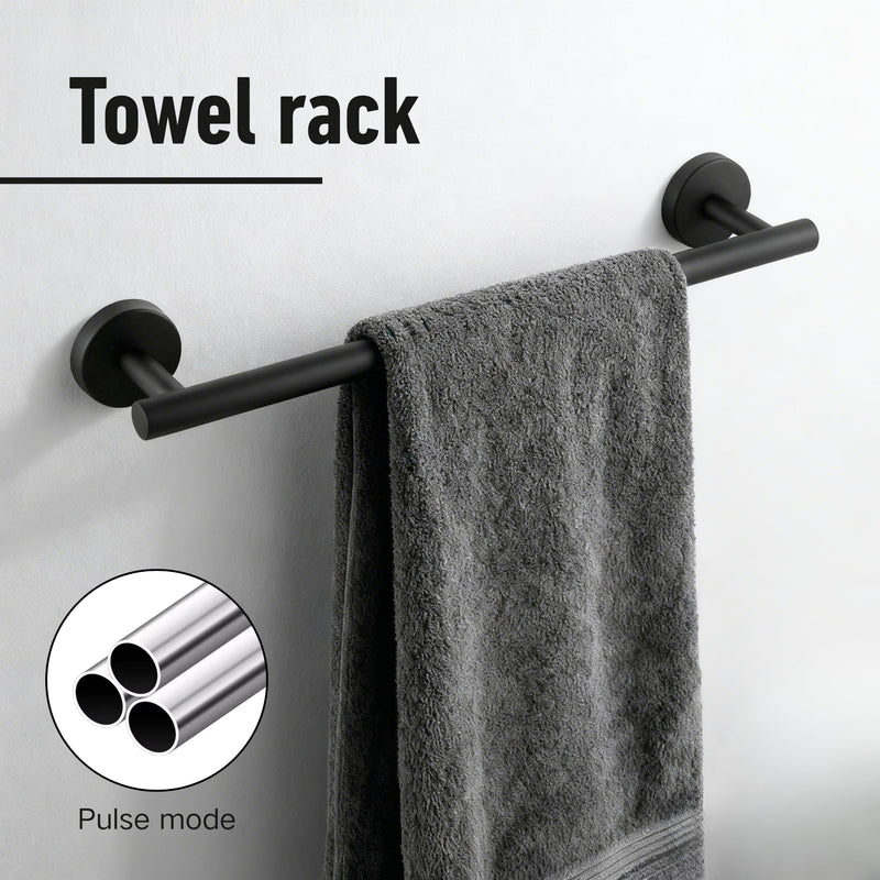 Bathroom Towel Holder Set, 16inch Wall Mounted Black Towel Bar Set for Bathroom,Black Bathroom Hardware, 5 Pieces Towel Rack Set for Bathroom