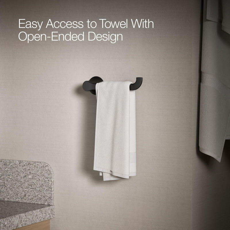 KOHLER 27396-BL Simplice Towel Arm, includes Installation Hardware, Matte Black