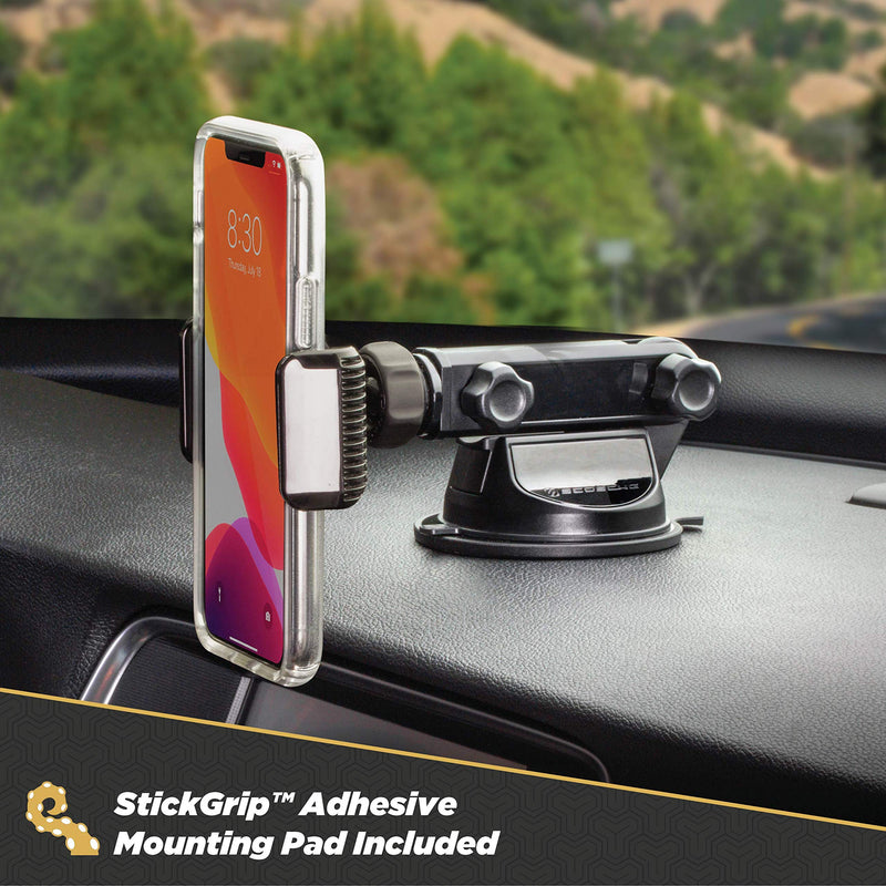 Scosche UH4WDEX2-SP Extendo Mount Car Phone Holder Windshield/Dashboard | StickGrip Base | Telescoping Adjustable Arm | Black (Pack of 2)