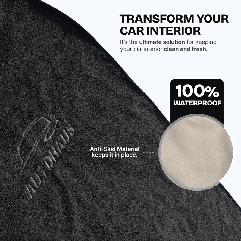 Sweat Towel Car Seat Cover – Terry Cloth Waterproof Sweatproof Protector for Gym, Sweat, Pets – Quick-Dry Washable Universal Fit Front Car Seat Towel Cover for SUVs, Trucks, Jeep Black