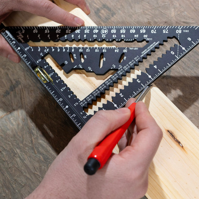 Johnson Level & Tool 1904-0700V 7-1/4" Johnny Square® MACH-1™ Smart Mark™ Rafter Square with Level Vial, Black 7-1/4-inch MACH-1 with Level Vial