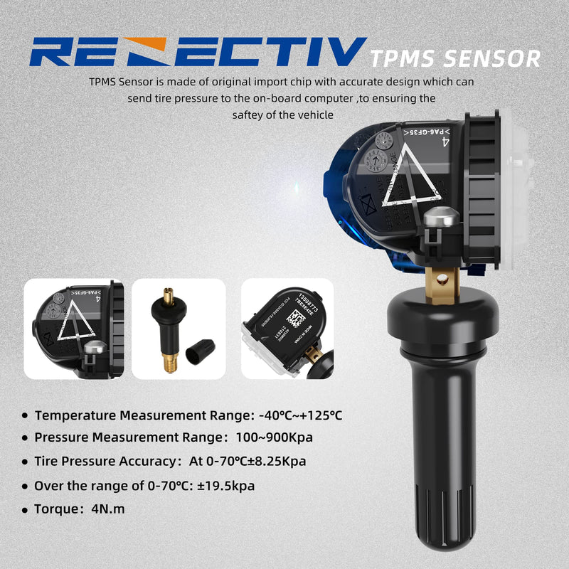 TPMS Sensor,4pcs 433MHz Tire Pressure Monitor Sensors Compatible with Chevy Cadillac Buick GMC Replace OE# 13598773,13516165 4 PCS
