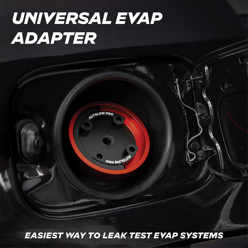 AutoLine Pro Universal Gas Cap Adapter For Easy EVAP Leak Testing - Includes Fuel Flap Bypass Opener Cylinder - For Automotive Smoke Machine Leak Detector Red/Black