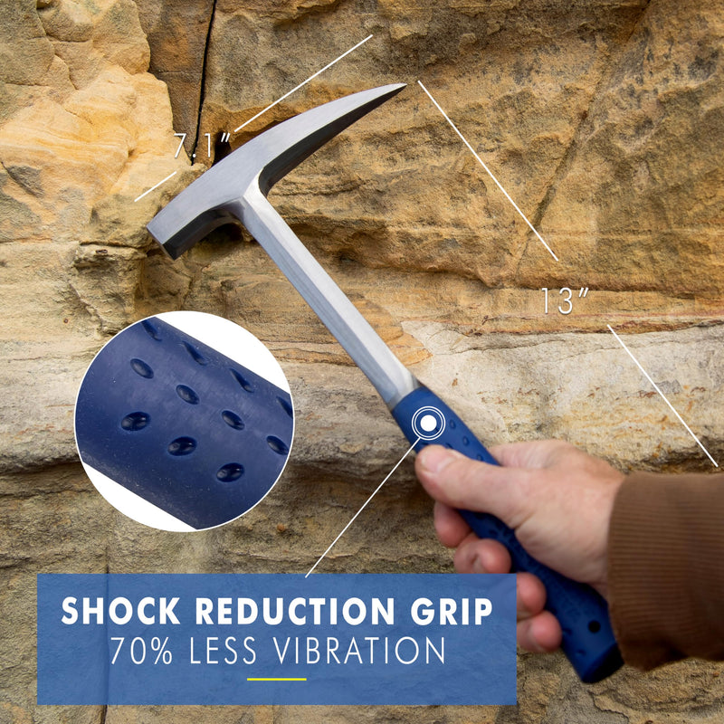 ESTWING Rock Pick - 22 oz USA Made Geology Hammer with Pointed Tip & Shock Reduction Grip - E3-22P 22 oz (Ounces) Standard Handle