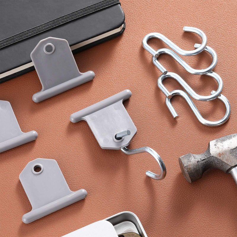 Rv Awning Hooks for Lights Camping Awning Accessory Hangers S Shaped Hooks Set Rv Party Light Hangers for Christmas Party Camping Tent Indoor and Outdoor Supplies (Grey and Silver,24 Pairs) Grey,Silver 24
