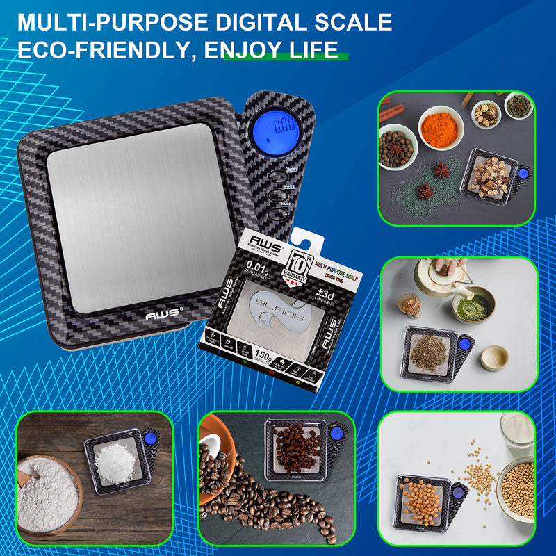 American Weigh Scales Blade Series (Black) Limited Edition Carbonfiber Digital Pocket Scale Carbon Fiber150 Gx 0.01 G
