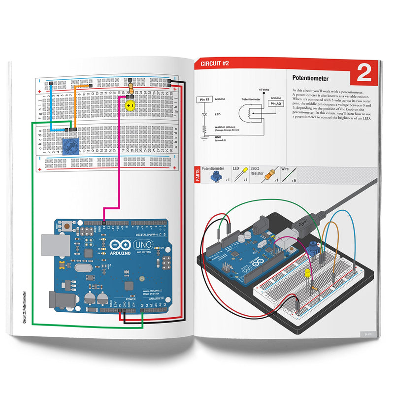 Vilros Arduino Uno Starter Kit - Includes Arduino Uno R3 Board, 190+ Electronics Components, Breadboard, Jumper Wires, DC Motor, Servo, Relay, Full-Color 72 Page Manual [190+ Pieces] Arduino Ultimate Starter Kit