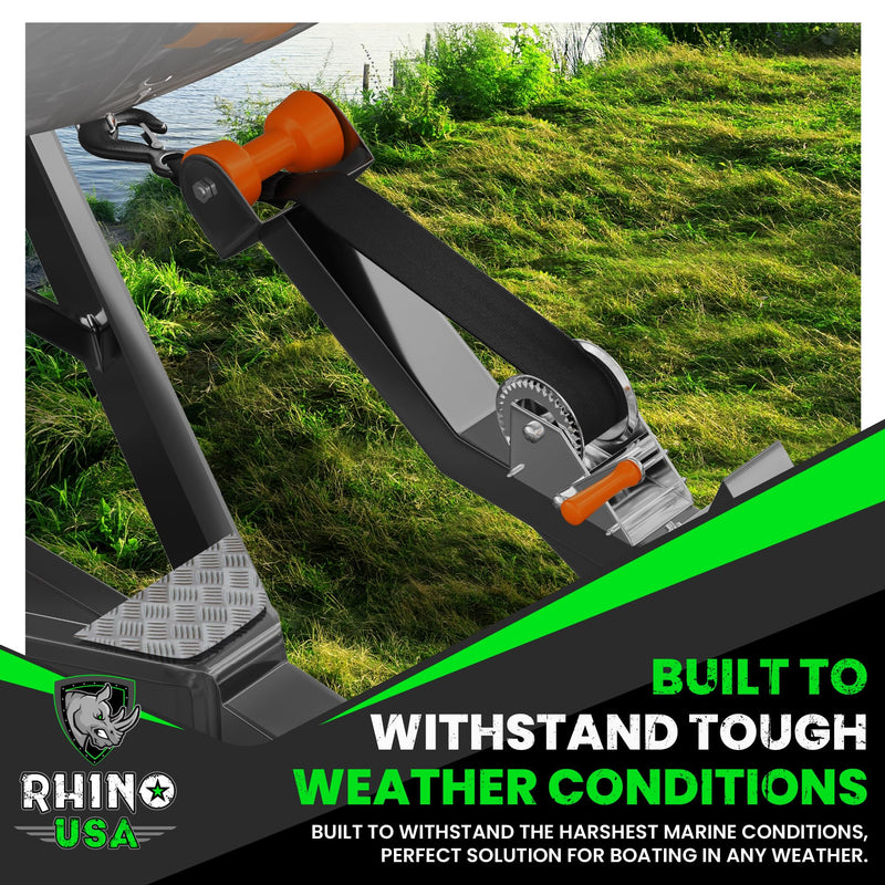 Rhino USA Boat Winch Strap with Hook (2" x 20') - 5,016lb Break Strength - Ultimate Replacement Boat Trailer Winch Straps with Safety Hook - Compatible with Pontoon, Jet Ski, Fishing Boat & More! Standard