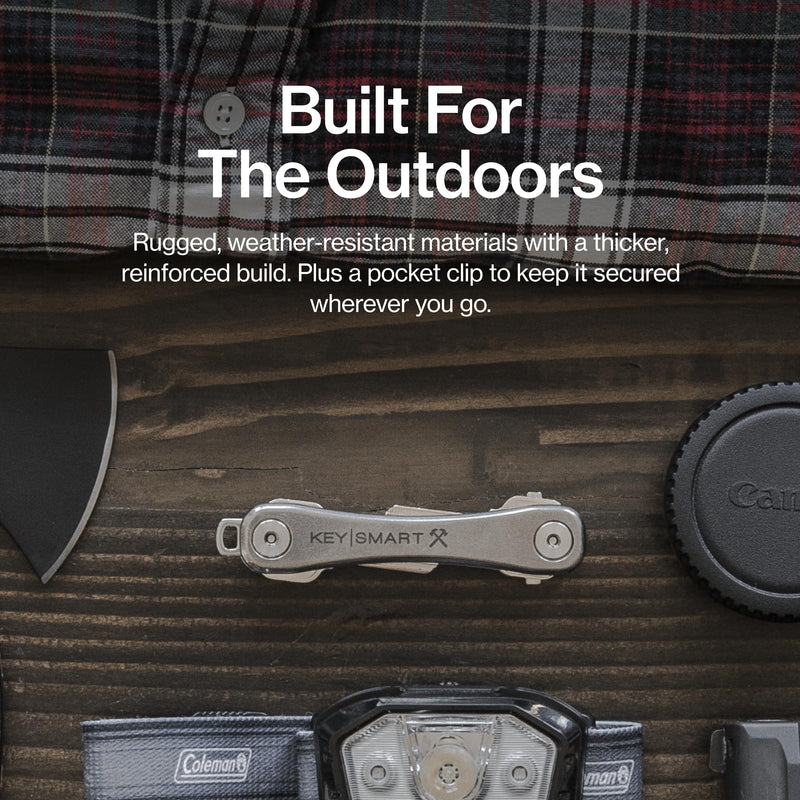 KeySmart Rugged - Multitool Key Holder for Keychain w/Bottle Opener and Pocket Clip, Organizer for Keys, EDC Keychains, Ring for Car Fobs Key Chains, Expandable (Up to 14 Keys, Titanium)