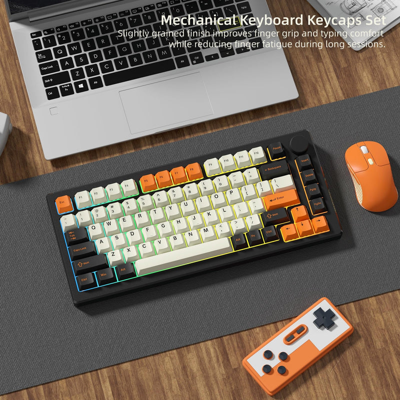 Womier PBT Keycaps, Custom Retro Keycaps Set, Keyboard Caps | Cherry Profile Keycaps 138 Keys Universal Compatiability for 60% 75% 96% 100% Percent Cherry MX Switches Keyboard-Carbon Gray Carbon Gray