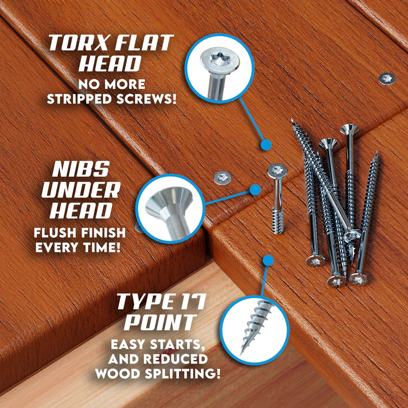 Allen's Trading Co. #10 x 3 Inch 316 Stainless Steel Screws Marine Grade (100 Pack, T25 Star) | Stainless Steel Wood Screws w/Driver Bit | High Corrosion Resistance for Coastal Construction 100 10 x 3 Inch