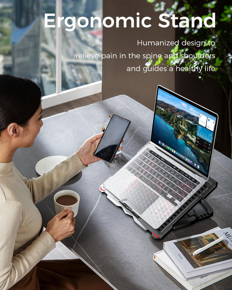 AICHESON S035 Red Laptop Cooling Pad and Portable Computer Cooler Pad Set