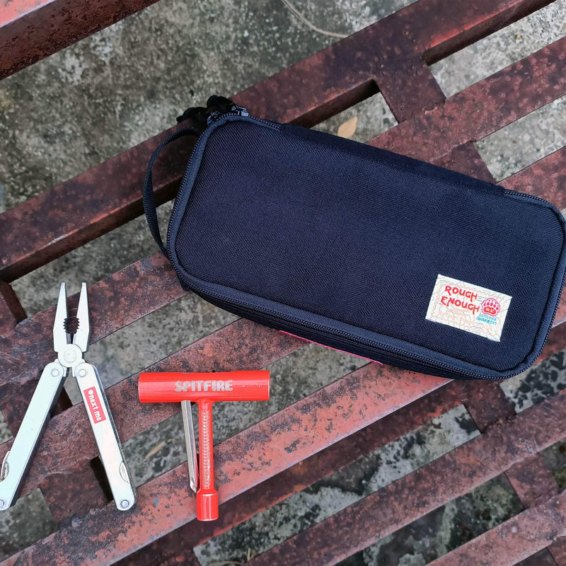 Rough Enough Small Tool Bag Pouch Box EDC Organizer Storage Case for Accessories with Zipper Portable Handle Black