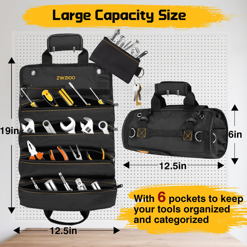 Fathers Day Gift for Husband Dad Men, Tool Bag Roll Up, Fathers Day Gift from Daughter Wife Son, Anniversary Birthday Gifts for Men Him, Portable Tool Storage for Mechanic Welding Electrician